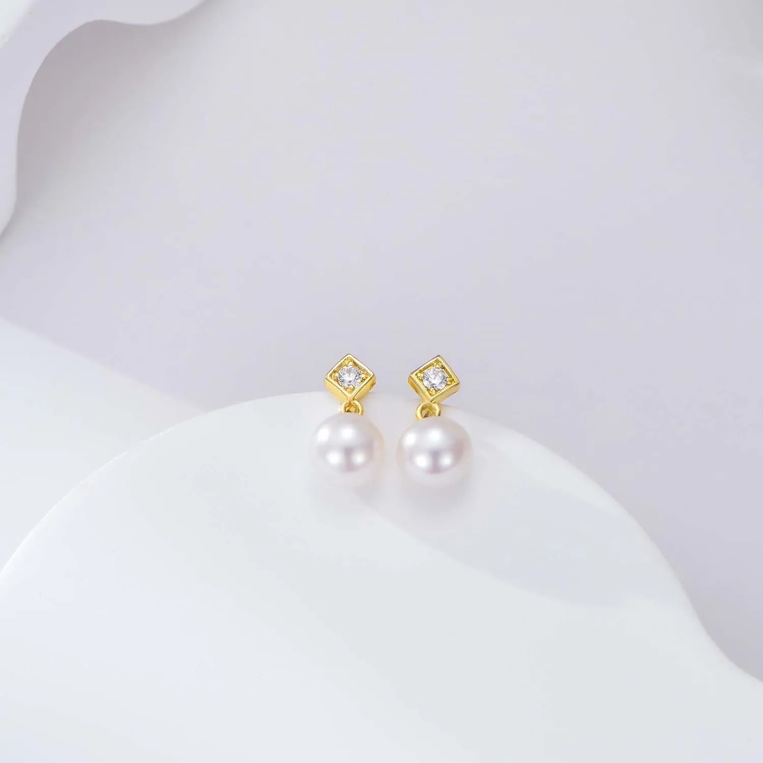 14K Gold Pearl Earrings for Women Solid Gold Freshwater Cultured Pearl Dangle Drop Earrings, Birthday Jewelry Gift for Her