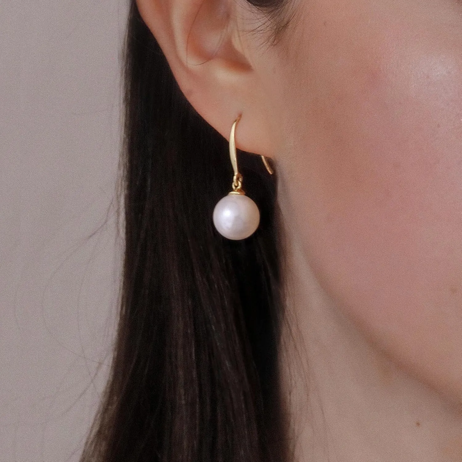 14K Gold Plated Shell Pearl Drop Earrings Dangle Pearl Earrings for Women
