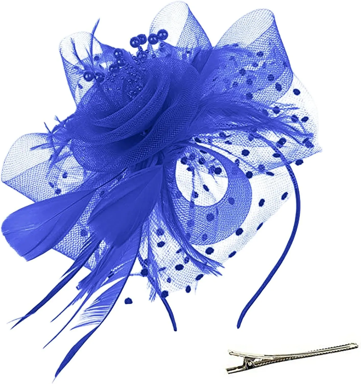 1920 Feather Hair Clip Flower Feather Fascinators Hats 20s Carnival Headpiece Kentucky Cap for Women