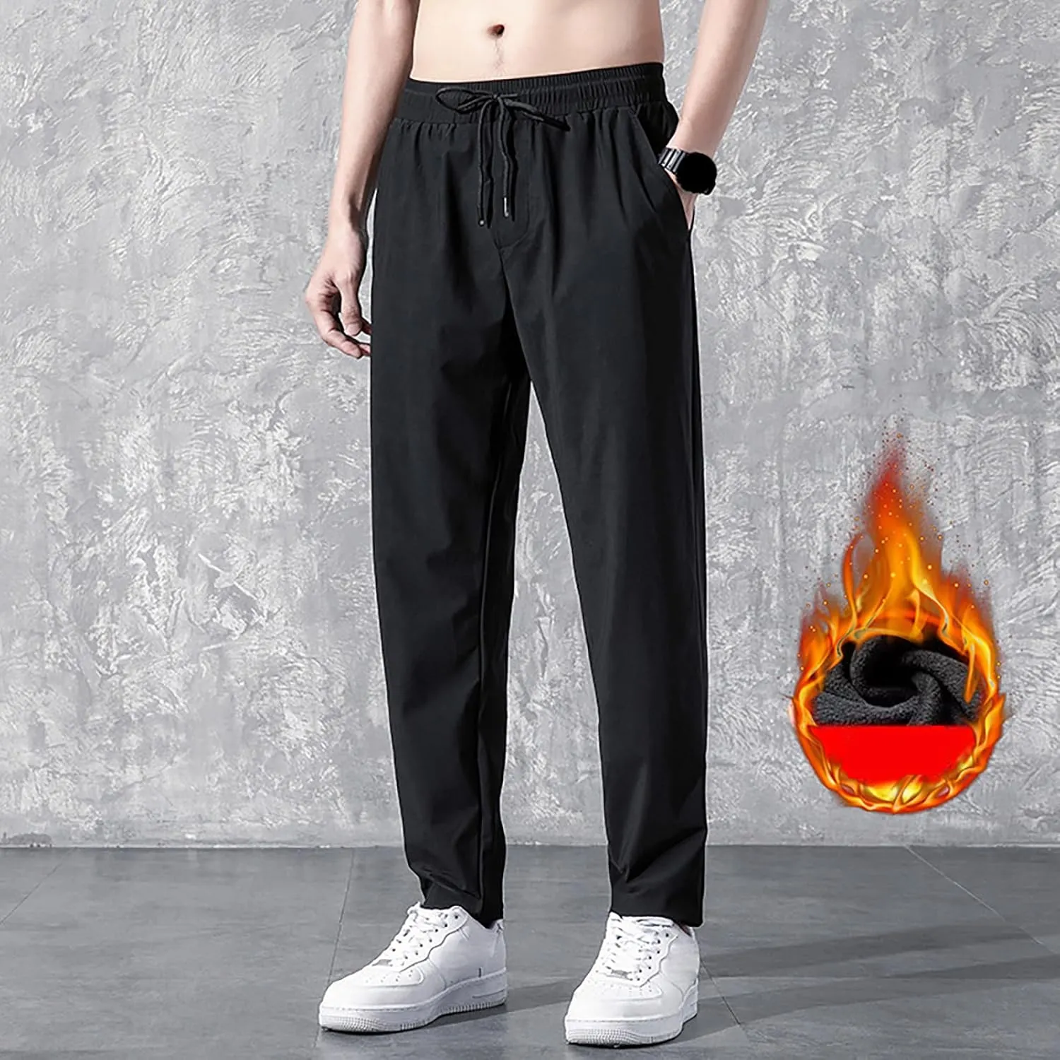 2023 Men's Lightweight Joggers Fleece Cargo Hiking Pants Track Running Workout Sweatpants Travel Golf Casual Outdoor Pants