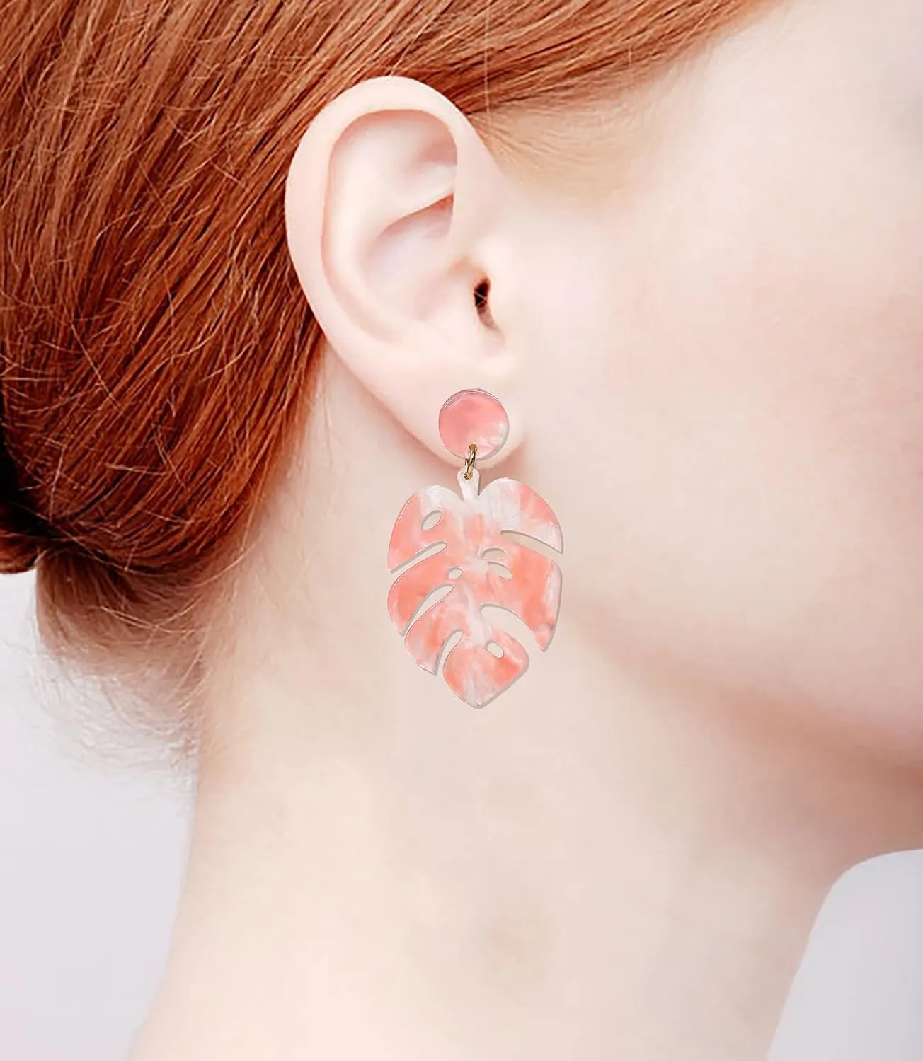 Acrylic Earrings For Women Statement Palm Leaf Earrings Resin monstera Drop Dangle Earrings Fashion Jewelry