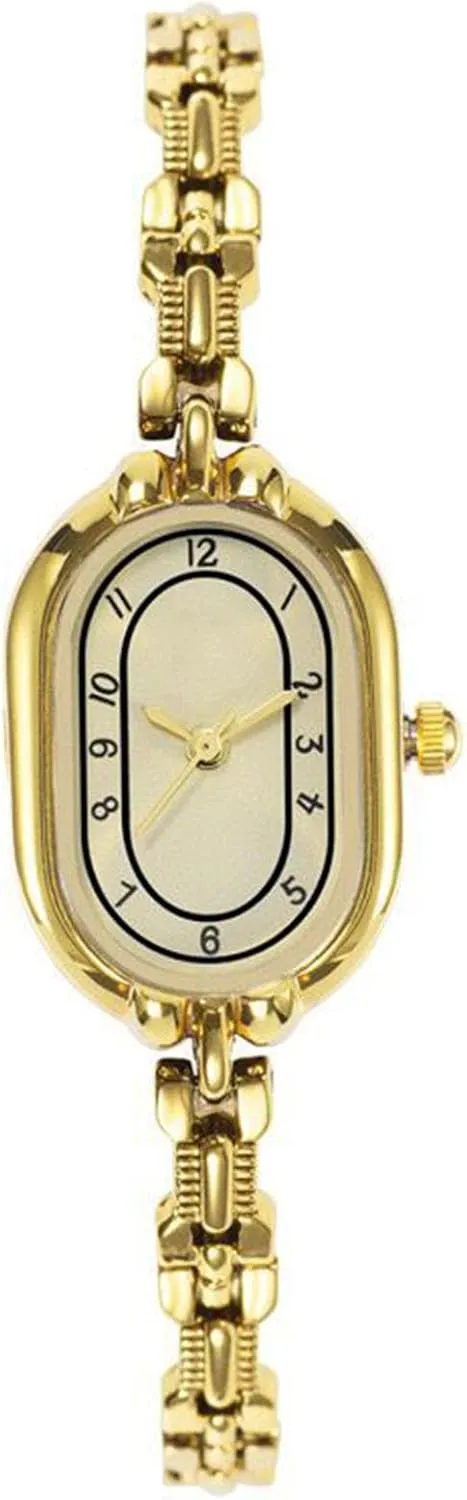 ADSBIAOYE Gold Watches for Women Dainty Vintage Oval Small Bracelet Watch Stainless Steel Waterproof Fashion Ladies Dress Quartz Watch