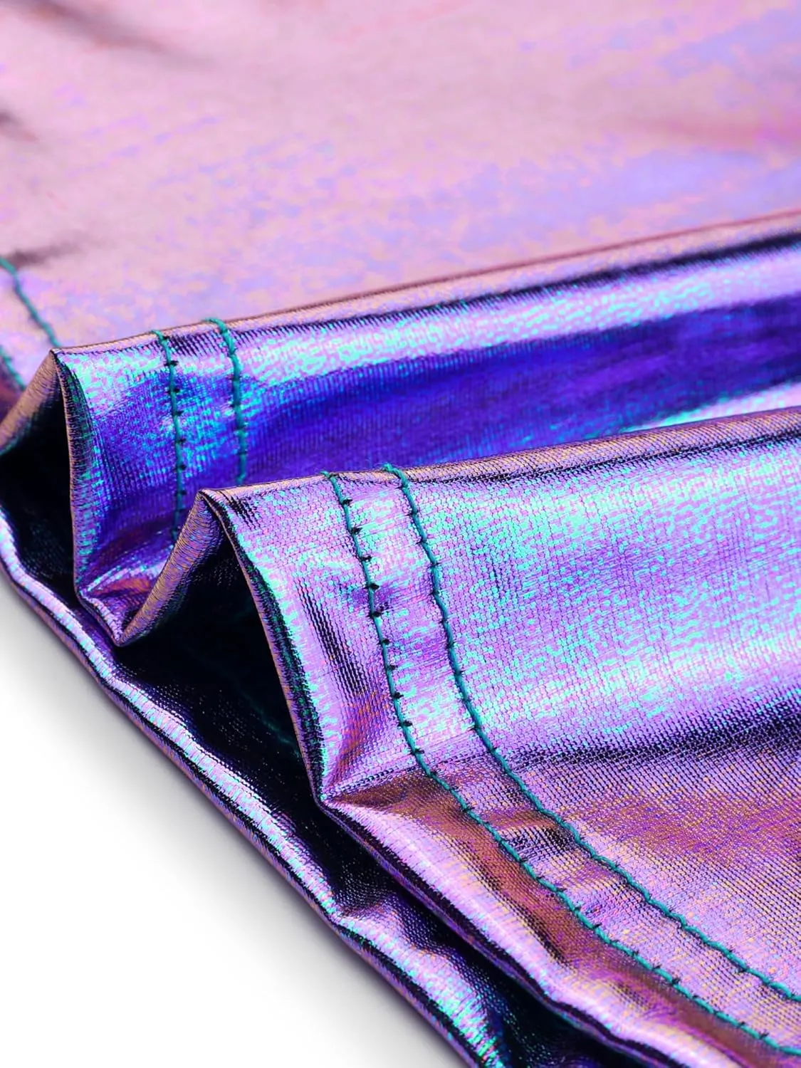Allegra K Halloween Holographic Top for Women's Sleeveless Metallic Shiny Ruffled Peplum Tops