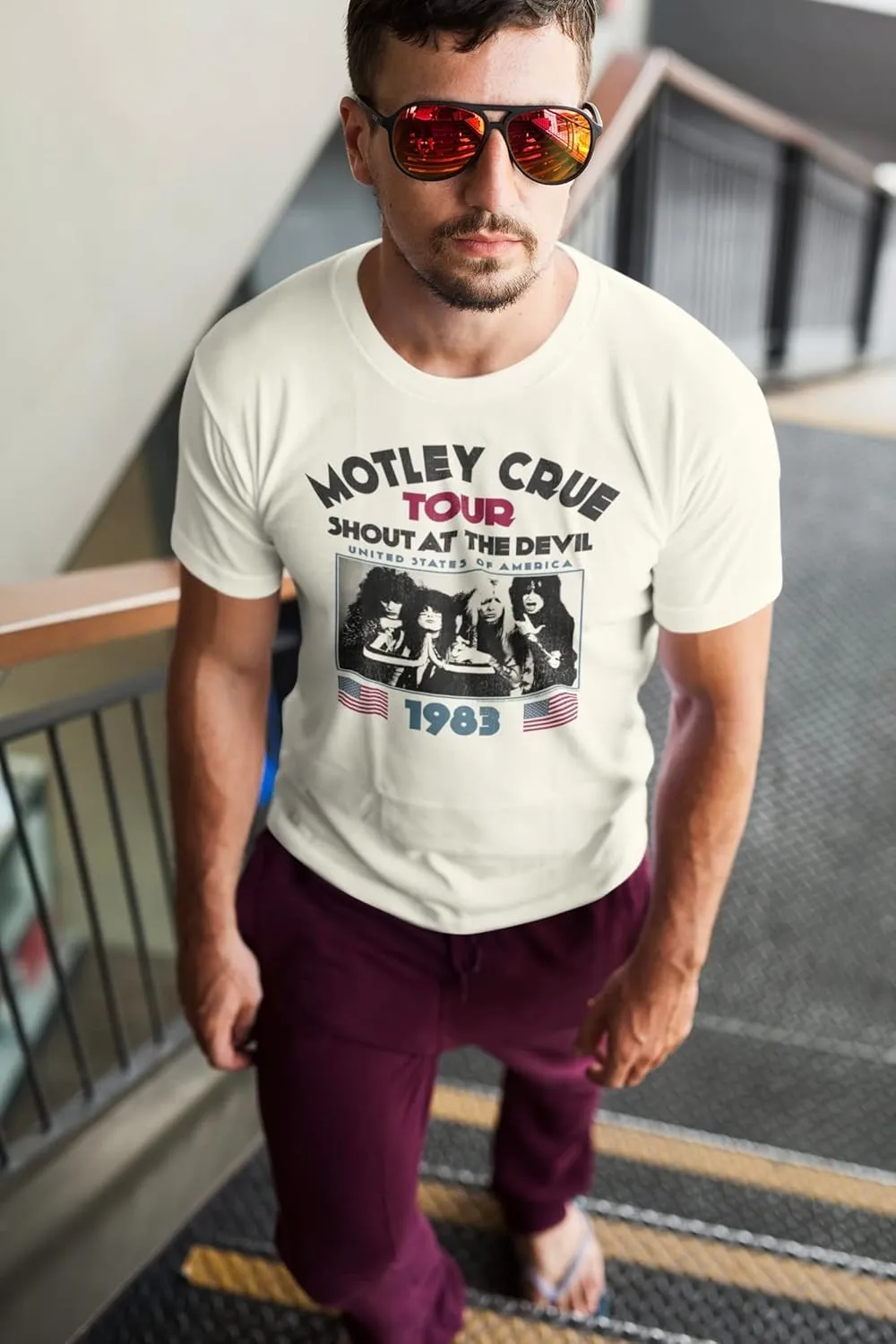 American Classics Motley Crue 80s Hair Band 1983 Shout at The Devil Tour Adult Short Sleeve T-Shirt Graphic Tee