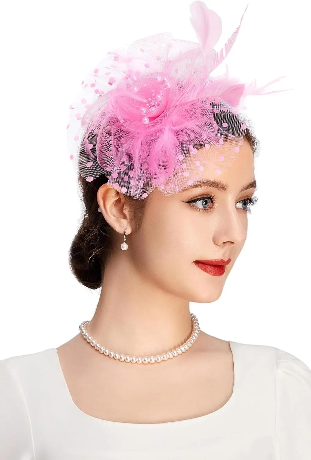 BABEYOND Fascinator Hats for Women Tea Party Hat Kentucky Fascinators Headband Derby Hats Wedding Flower Feathers Hair Clip