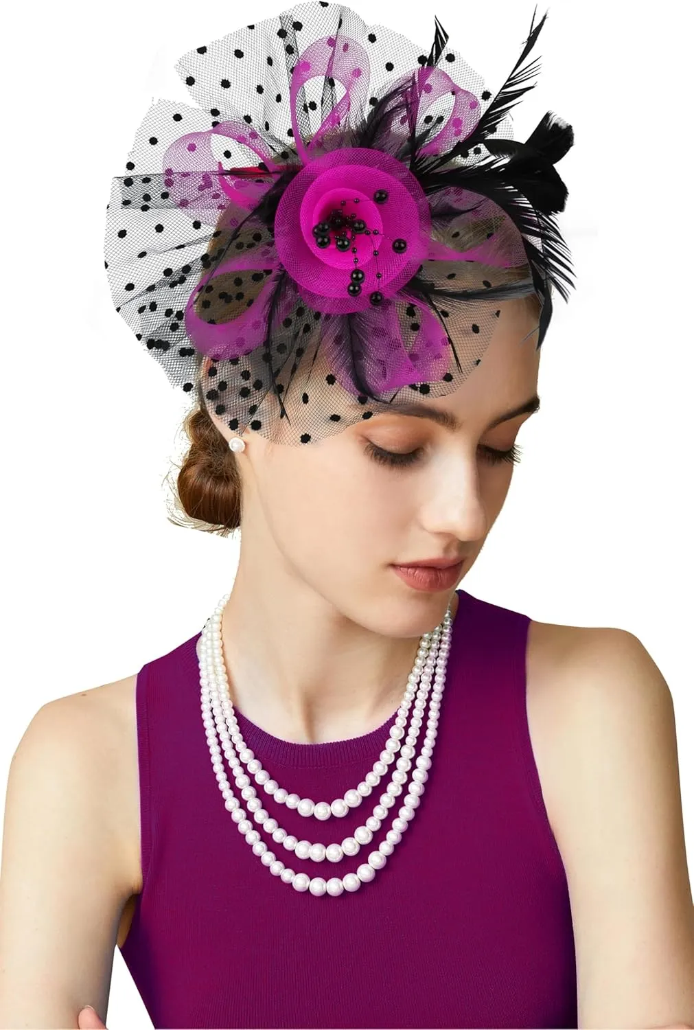 BABEYOND Fascinator Hats for Women Tea Party Hat Kentucky Fascinators Headband Derby Hats Wedding Flower Feathers Hair Clip