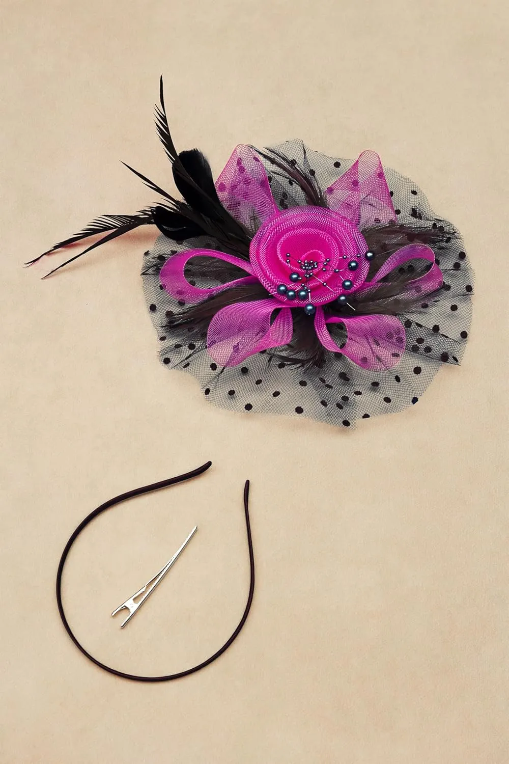 BABEYOND Fascinator Hats for Women Tea Party Hat Kentucky Fascinators Headband Derby Hats Wedding Flower Feathers Hair Clip