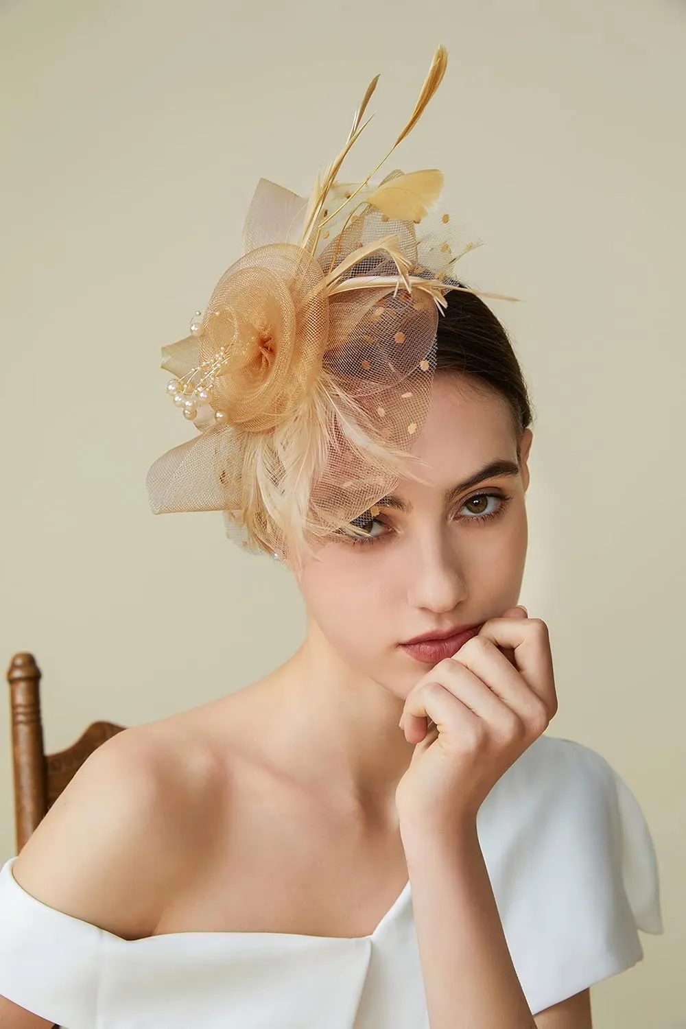 BABEYOND Fascinator Hats for Women Tea Party Hat Kentucky Fascinators Headband Derby Hats Wedding Flower Feathers Hair Clip