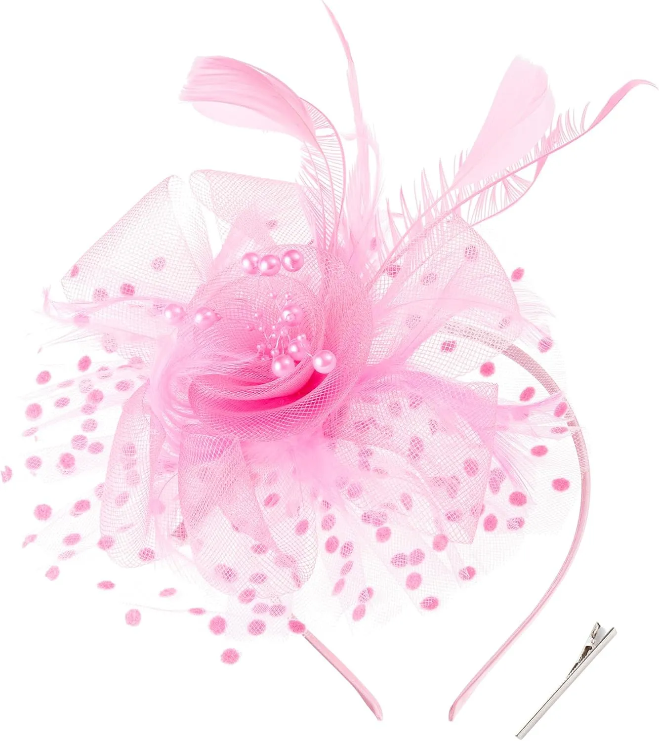 BABEYOND Fascinator Hats for Women Tea Party Hat Kentucky Fascinators Headband Derby Hats Wedding Flower Feathers Hair Clip