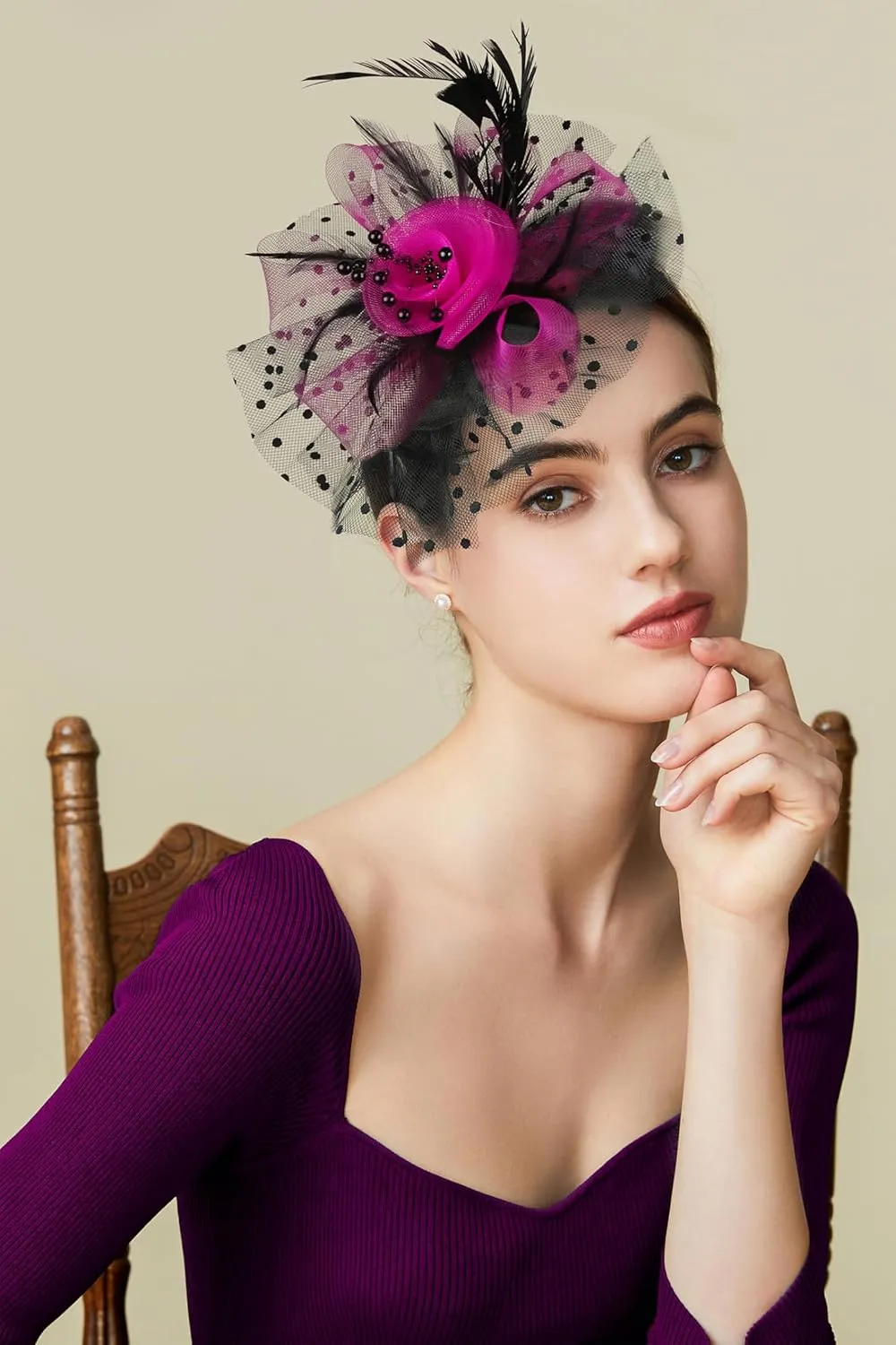 BABEYOND Fascinator Hats for Women Tea Party Hat Kentucky Fascinators Headband Derby Hats Wedding Flower Feathers Hair Clip