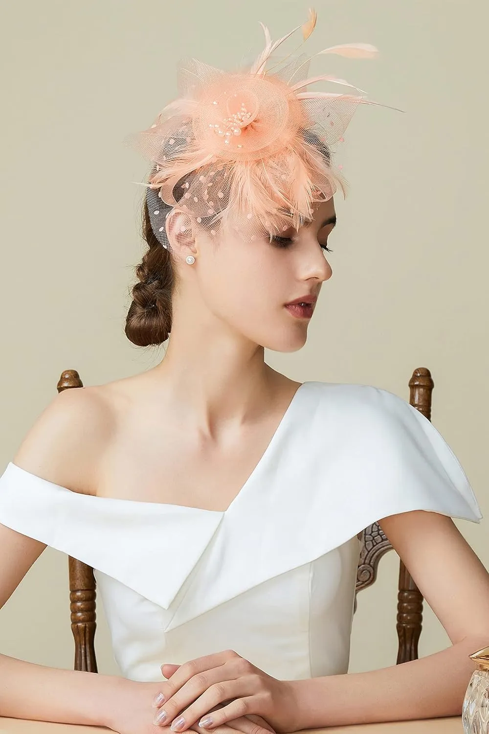 BABEYOND Fascinator Hats for Women Tea Party Hat Kentucky Fascinators Headband Derby Hats Wedding Flower Feathers Hair Clip