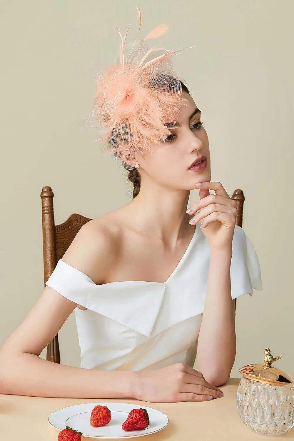 BABEYOND Fascinator Hats for Women Tea Party Hat Kentucky Fascinators Headband Derby Hats Wedding Flower Feathers Hair Clip