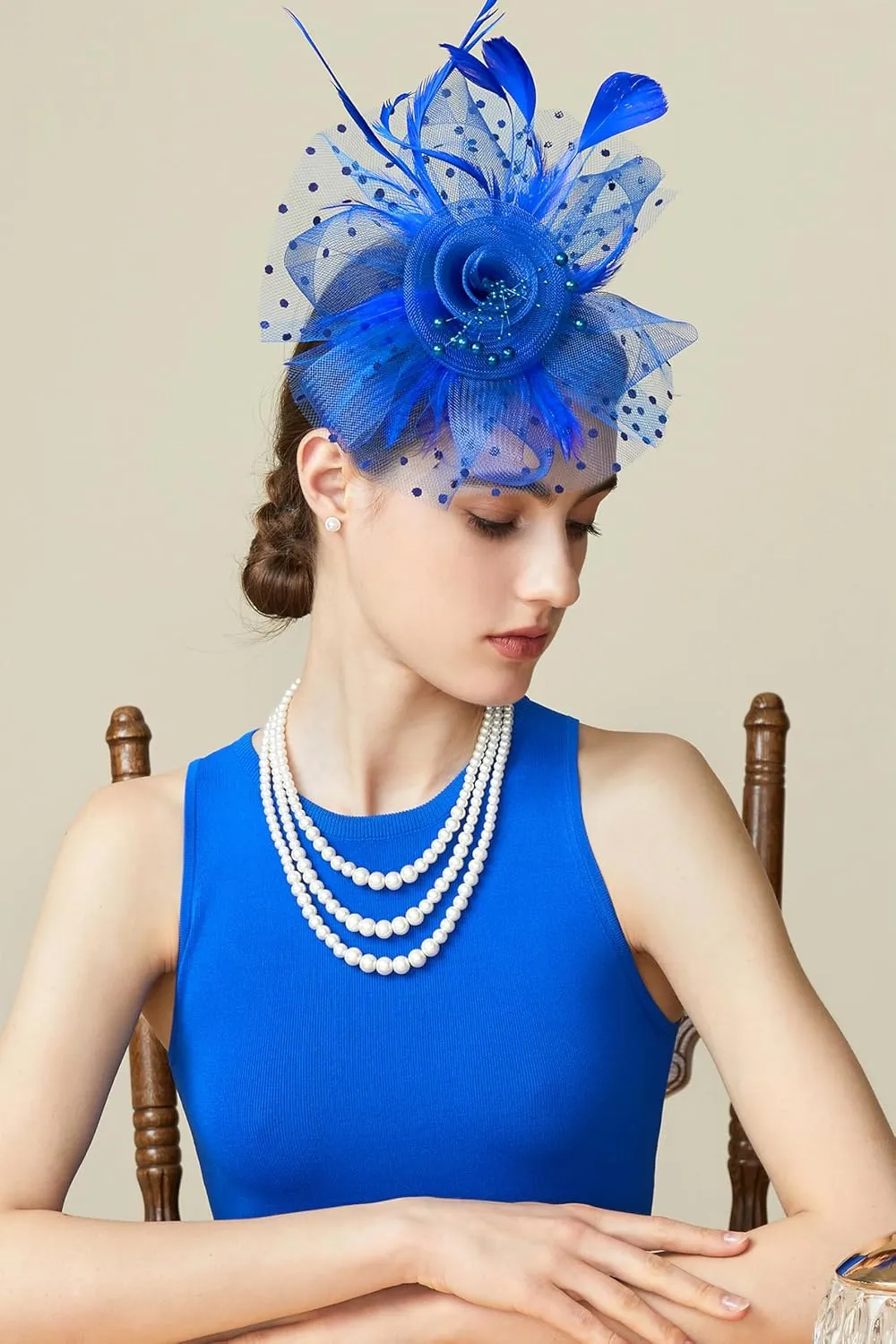 BABEYOND Fascinator Hats for Women Tea Party Hat Kentucky Fascinators Headband Derby Hats Wedding Flower Feathers Hair Clip