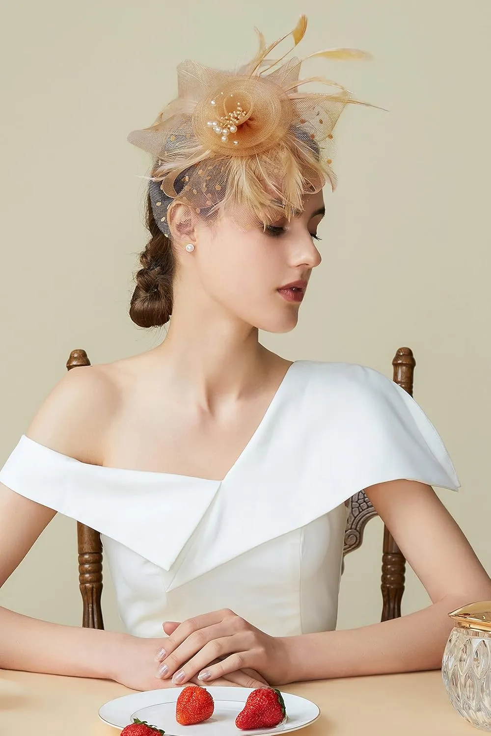 BABEYOND Fascinator Hats for Women Tea Party Hat Kentucky Fascinators Headband Derby Hats Wedding Flower Feathers Hair Clip