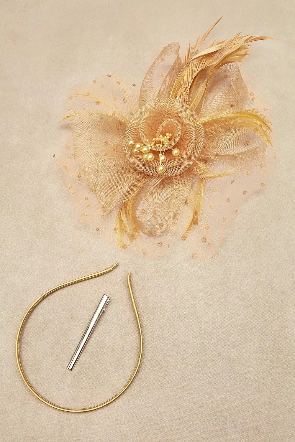 BABEYOND Fascinator Hats for Women Tea Party Hat Kentucky Fascinators Headband Derby Hats Wedding Flower Feathers Hair Clip