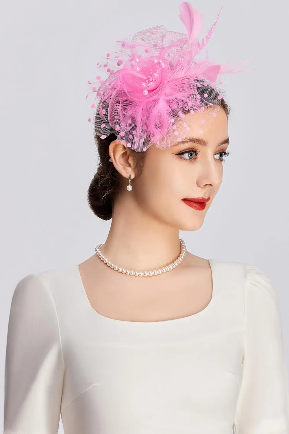 BABEYOND Fascinator Hats for Women Tea Party Hat Kentucky Fascinators Headband Derby Hats Wedding Flower Feathers Hair Clip
