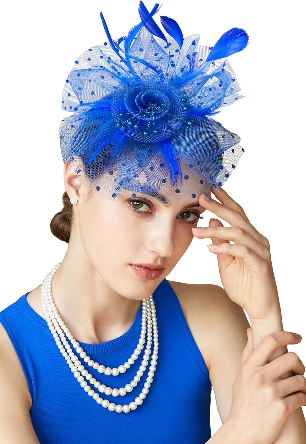 BABEYOND Fascinator Hats for Women Tea Party Hat Kentucky Fascinators Headband Derby Hats Wedding Flower Feathers Hair Clip