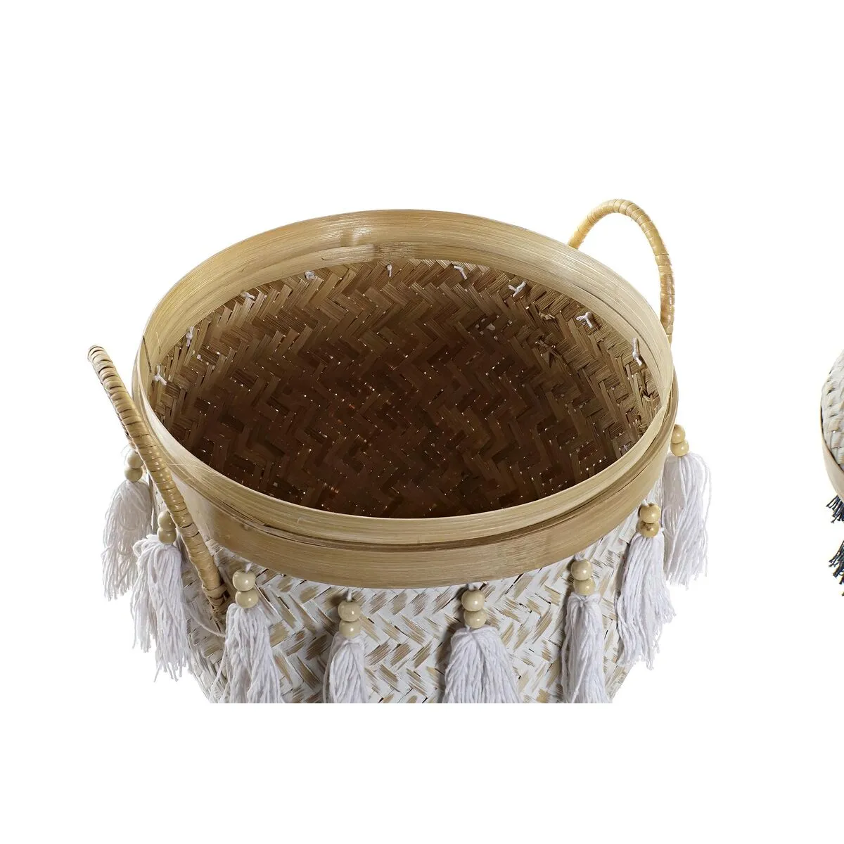 Basket Set Dkd Home Decor 39 x 39 x 55 Cm Bamboo Fringe Boho