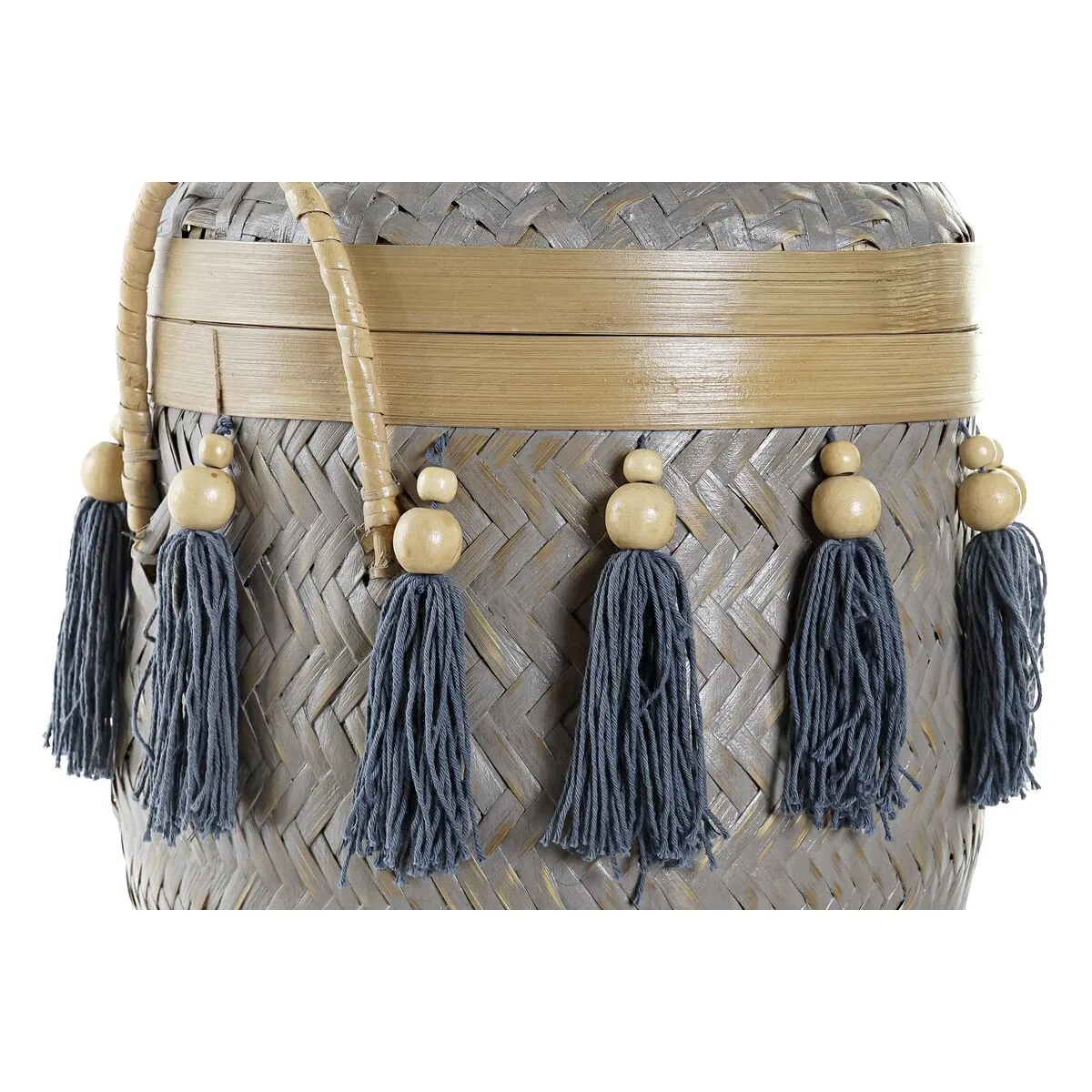 Basket Set Dkd Home Decor 39 x 39 x 55 Cm Bamboo Fringe Boho