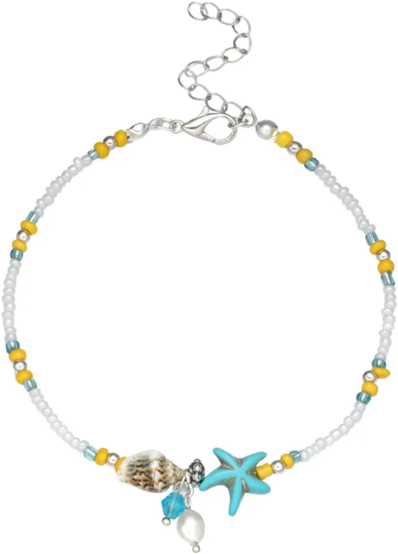 BESPORTBLE Metal Anklet Design Shell Ankle Jewelry Water Drop Foot Chain for Women Beach Accessory