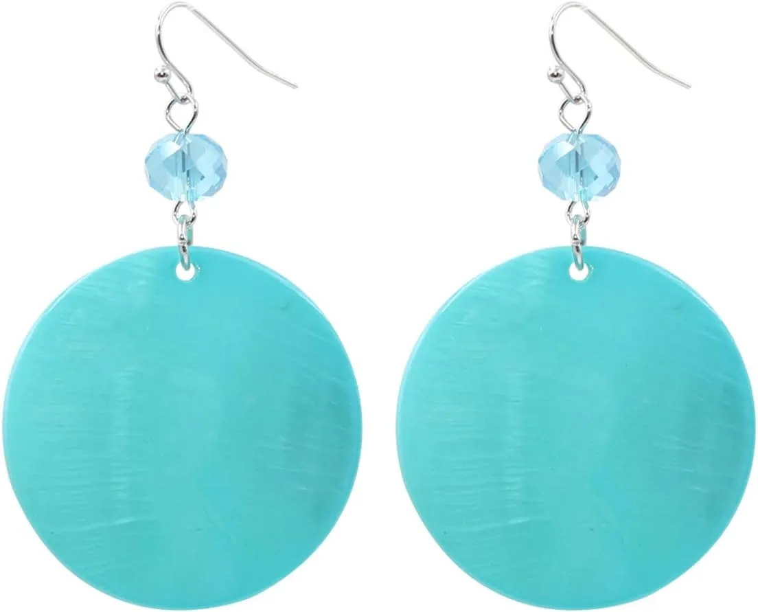 Big Natural Shell Drop Earrings Trendy Fashion Red Green Teal Pendant Dangling Earring for Women