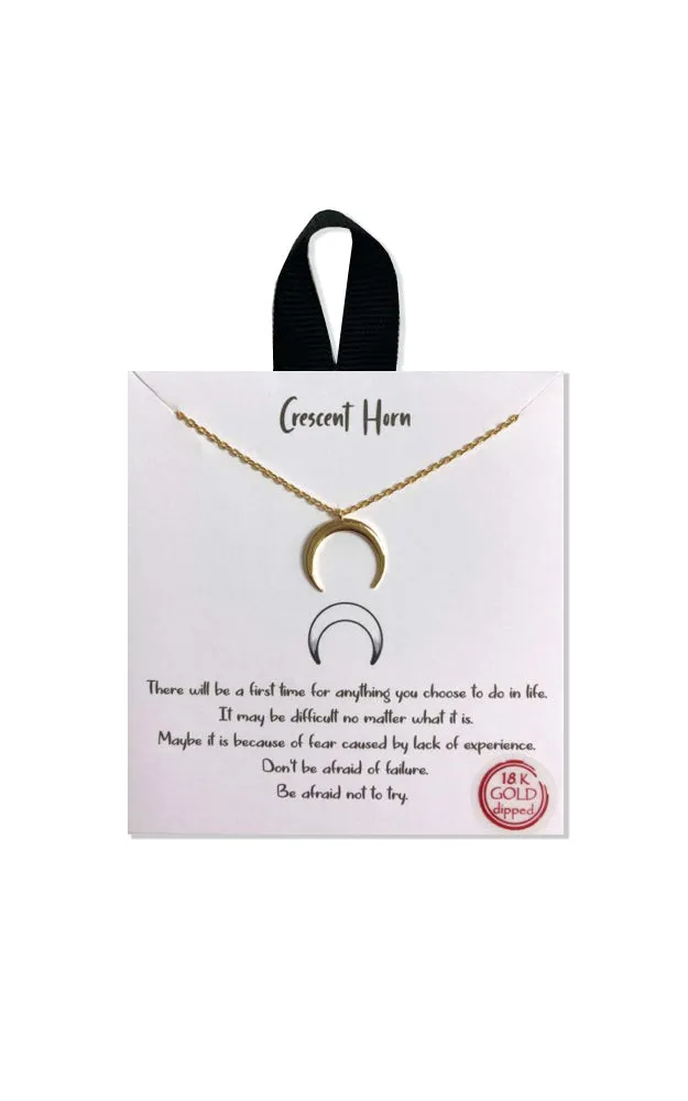 BJNA004GD Gold "Crescent Horn" Pendant Necklace