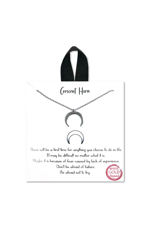 BJNA004RH Rhodium "Crescent Horn" Pendant Necklace