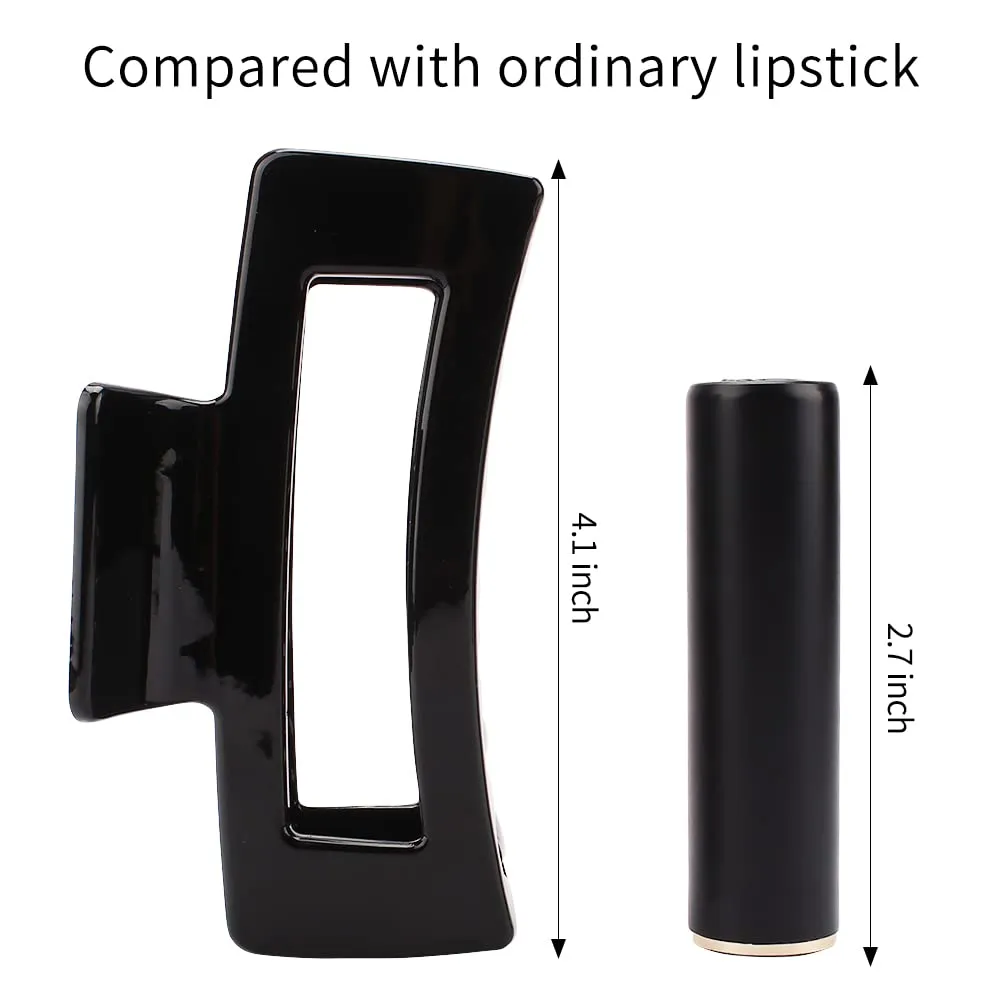 Canitor 4 PCS 4.1 Inch Black Hair Clips - Acrylic Rectangular Women's Barrettes, Jaw Clips for Thick and Thin Hair, Non-slip