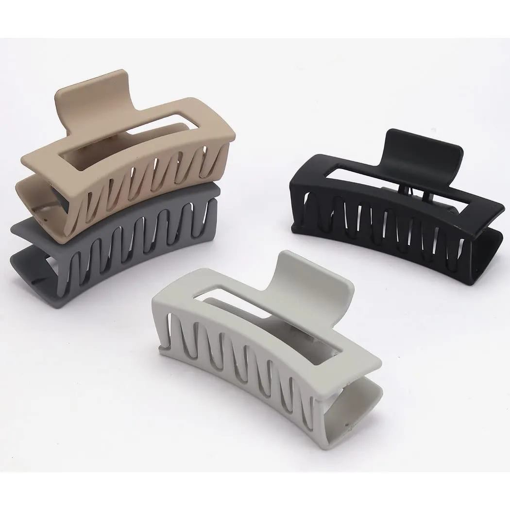 Canitor Matte Rectangular Banana Hair Clips for Thick Hair - 4 PCS Non-slip Design Jaw Clips and Barrettes for Women