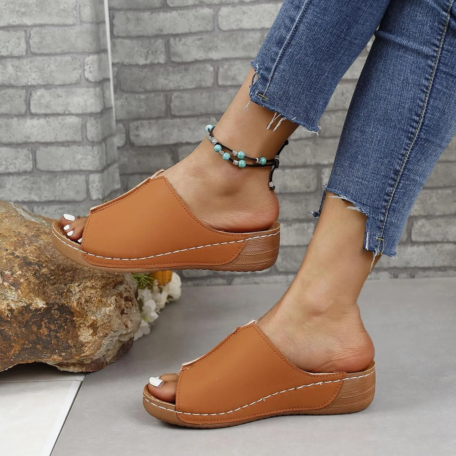 Cathalem Damping Sole Upgradation Stretch Lightweight Sandals, Women Flat Sandals Orthopedic Arch Support Walking Sandals