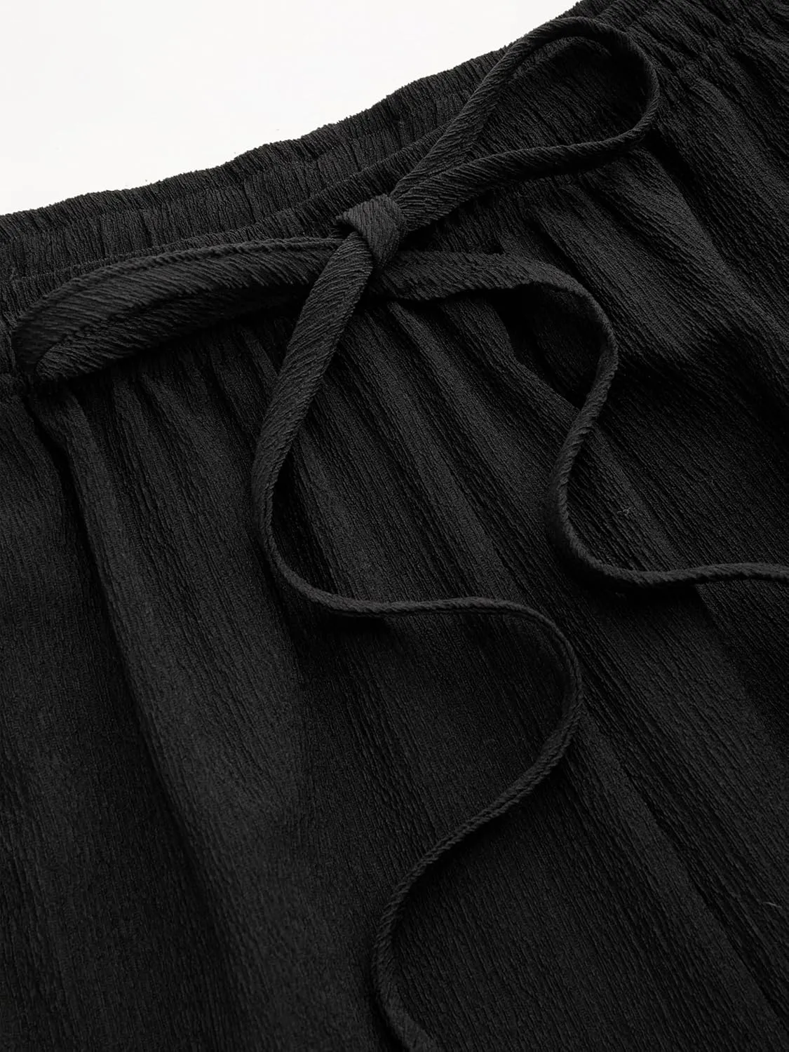 CIDER High Rise Solid Knotted Pocket Wide Leg Trousers Curve & Plus