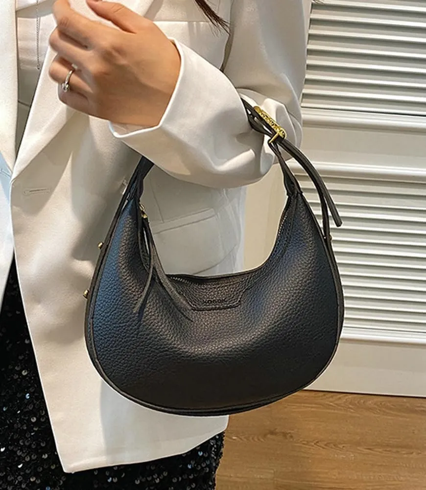 Crescent Shoulder Bag for Women Trendy Crossbody Purse Vegan Leather Clutch Small Handbag Satchel with Adjustable Strap