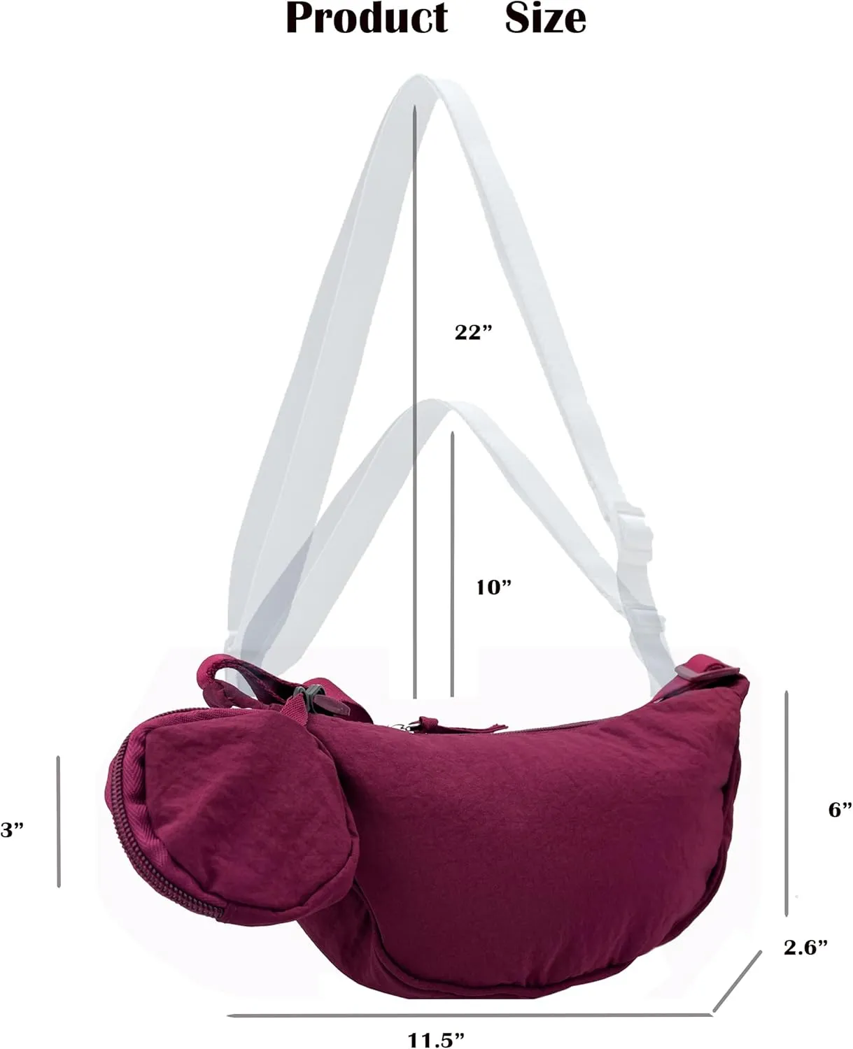 Crossbody Bag with Coin Purse Hobo Sling Crescent Bag Women Men Trendy Small Nylon Shoulder Bag Purse Adjustable Strap