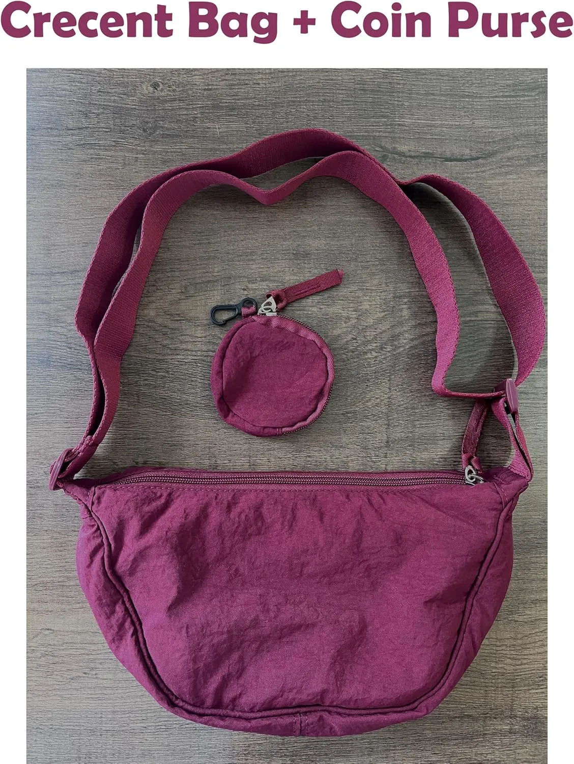 Crossbody Bag with Coin Purse Hobo Sling Crescent Bag Women Men Trendy Small Nylon Shoulder Bag Purse Adjustable Strap