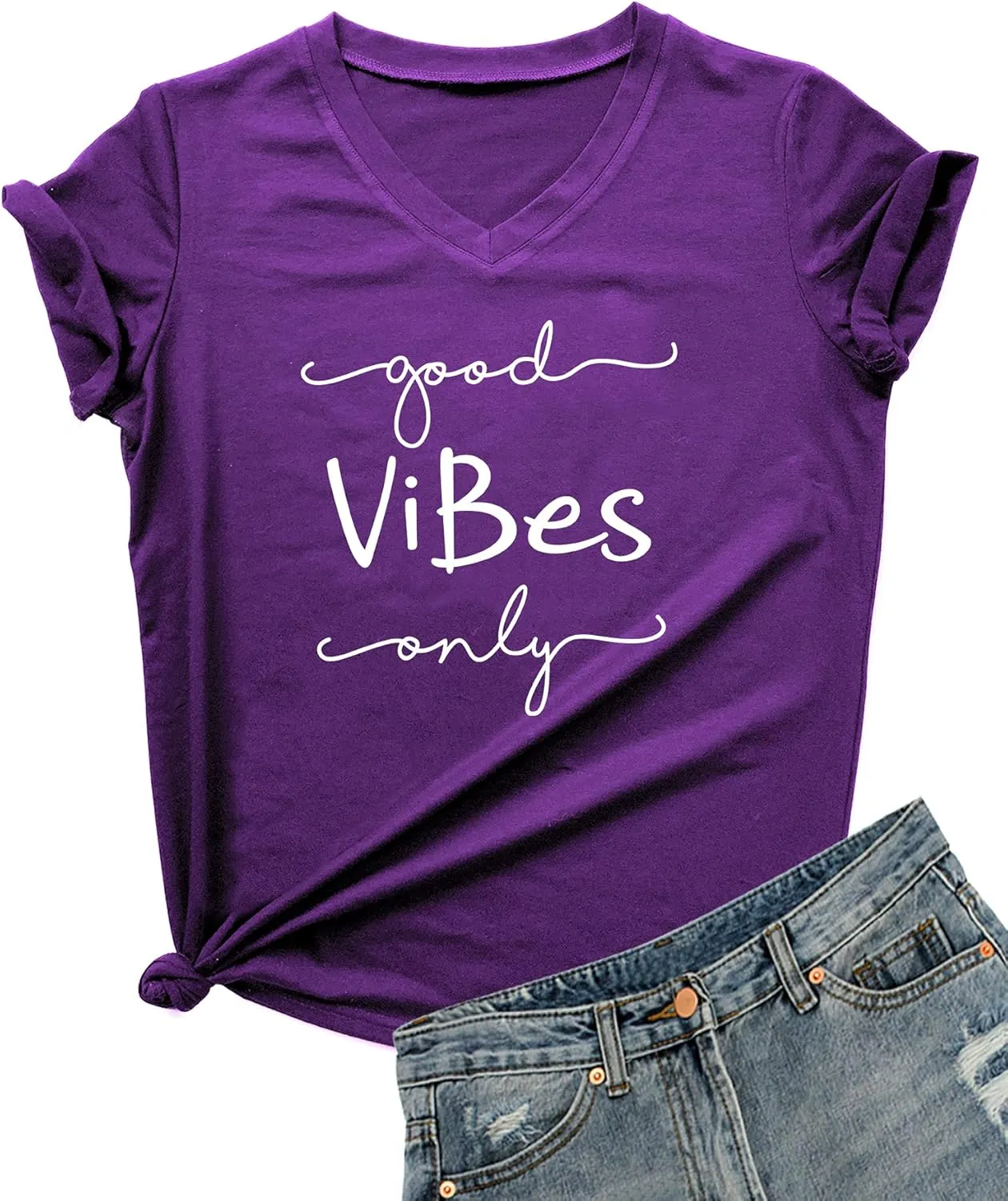 DANVOUY Womens Causal Short Sleeve V-Neck T-Shirt Graphic Tees