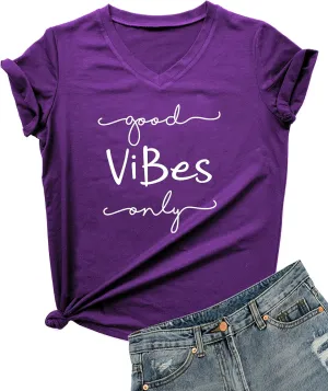 DANVOUY Womens Causal Short Sleeve V-Neck T-Shirt Graphic Tees