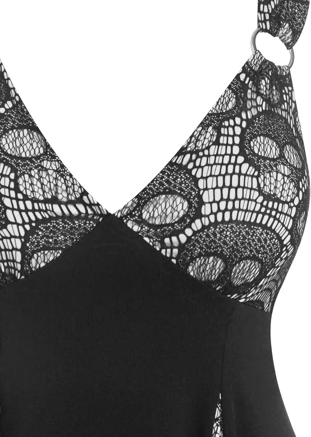 DRESSFO Women Tank Tops Casual Summer Tops Plaid Ruffled Cold Shoulder T Shirt Sexy Strap V Neck Sleeveless Gothic Tank Top
