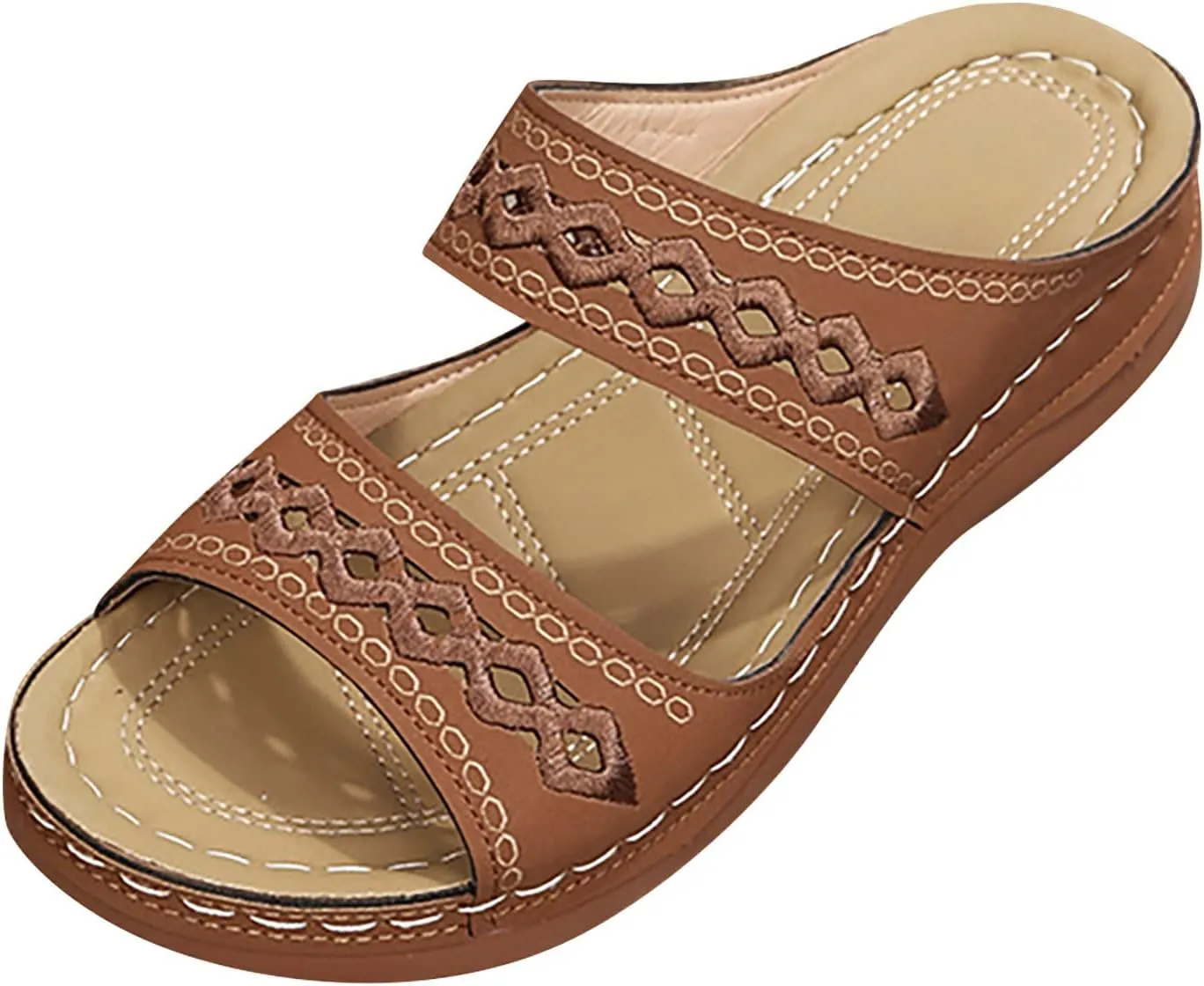 Eduavar Orthopedic Sandals for Women, Womens Sandals Comfortable Slip On Sandals Open Toe Slip On Walking Sandals Shoes