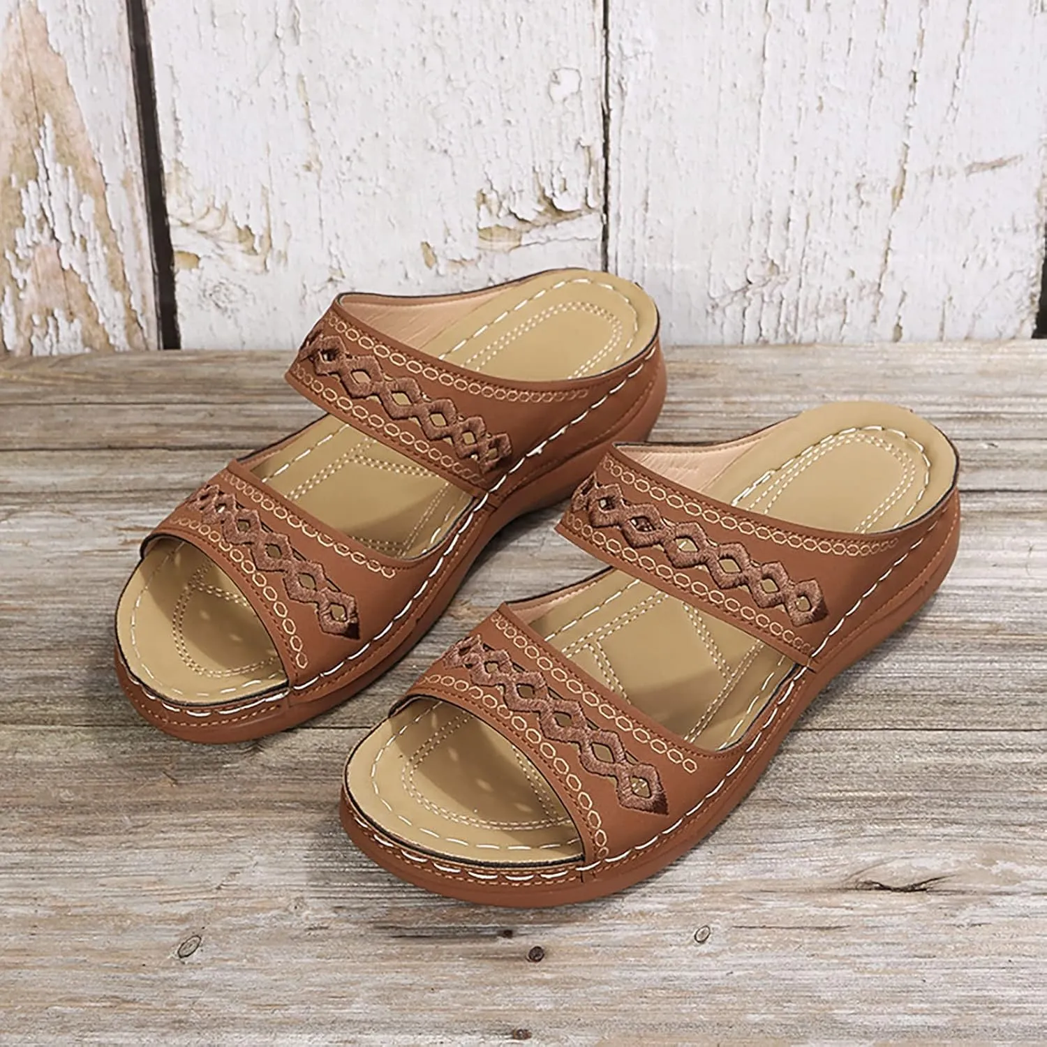 Eduavar Orthopedic Sandals for Women, Womens Sandals Comfortable Slip On Sandals Open Toe Slip On Walking Sandals Shoes