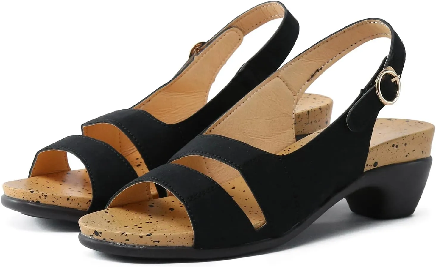 Eduavar Wedge Sandals for Women, Sandals Women Orthopedic Sandals Dressy Open Toe Low Heel Sandals with Ankle Strap