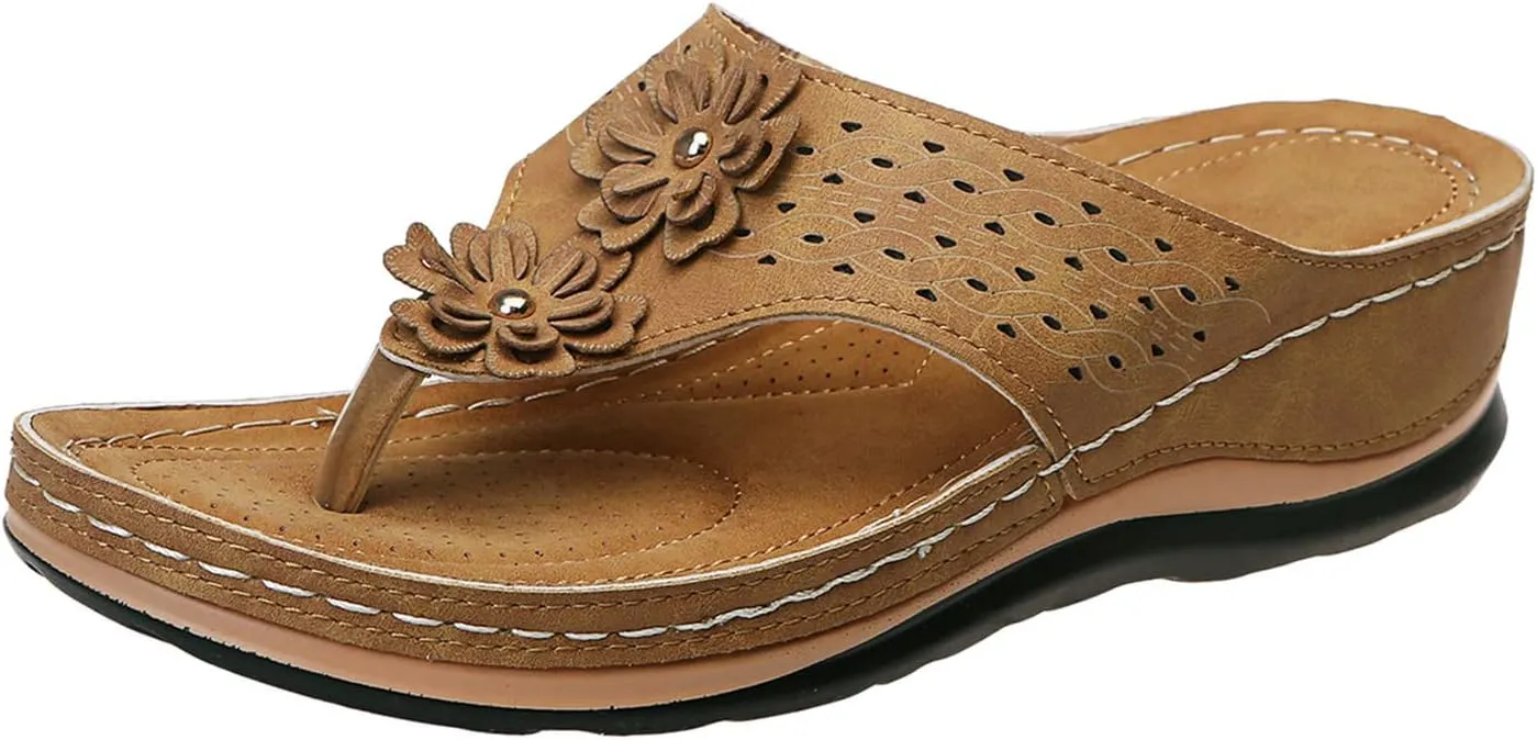 Eduavar Womens Sandals Comfortable, Sandals Women Comfortable Flip Flops with Arch Support Summer Beach Sandals Slippers
