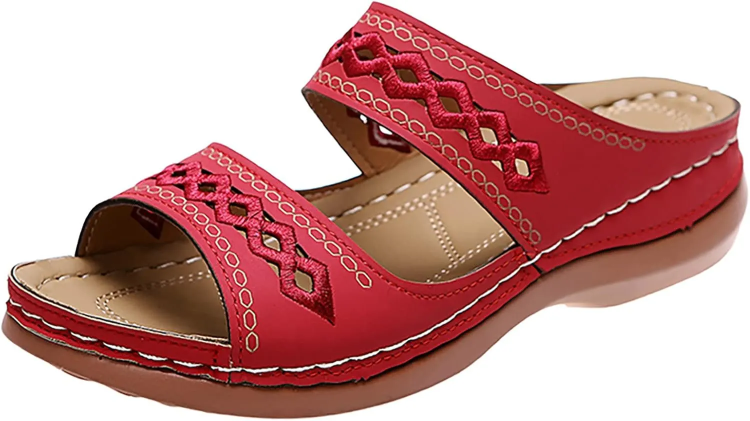 Eduavar Womens Sandals Dressy, Women Sandals Comfortable Peep Toe Sandals Slip On Wedge Platform Sandals Shoes
