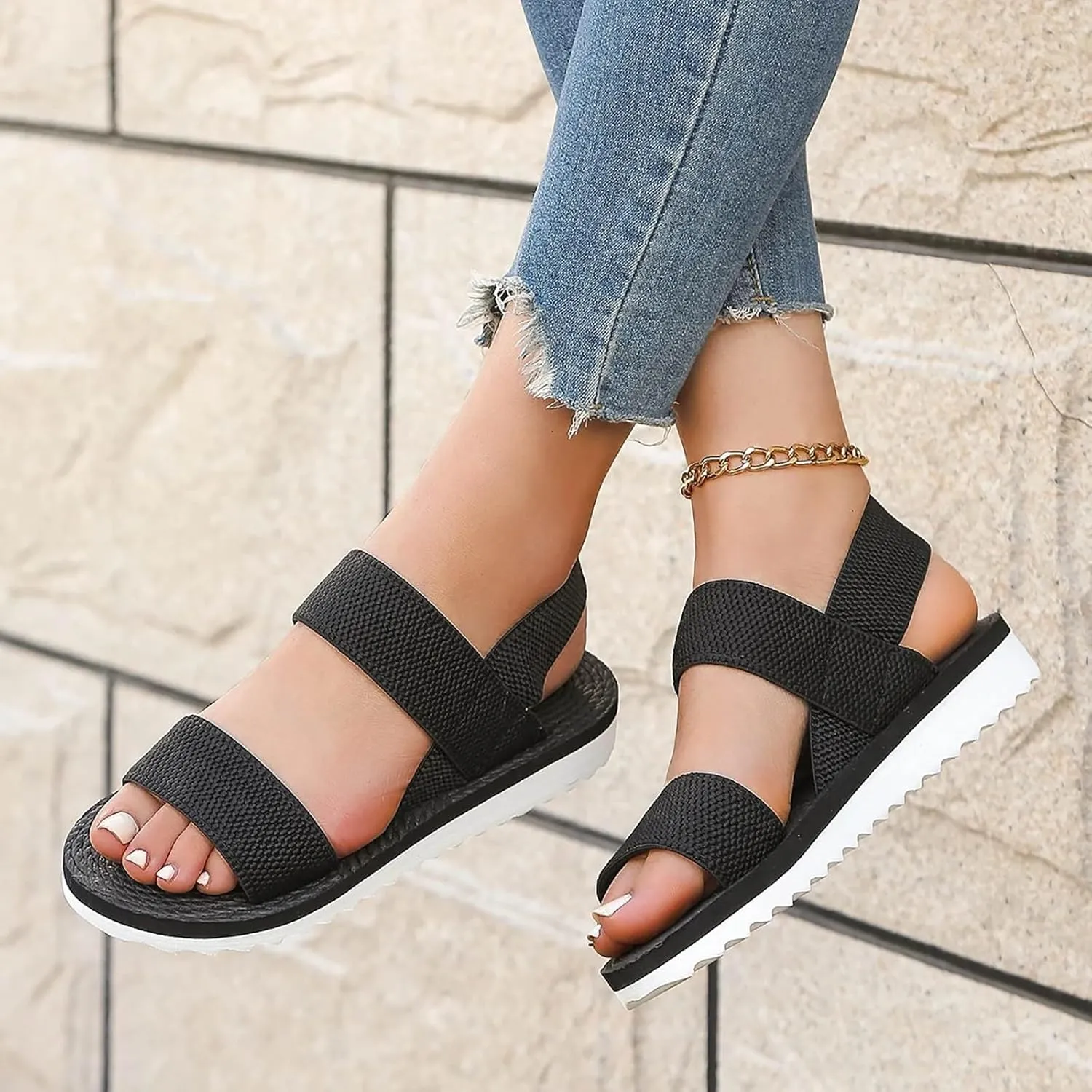 Eduavar Womens Sandals Summer Fashion 2025 Comfortable Slide Sandals Arch Support Orthopedic Walking Casual Orthotic Shoes