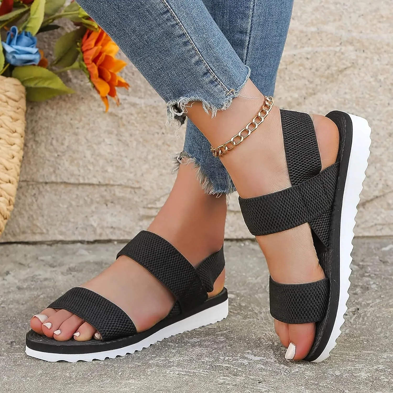 Eduavar Womens Sandals Summer Fashion 2025 Comfortable Slide Sandals Arch Support Orthopedic Walking Casual Orthotic Shoes
