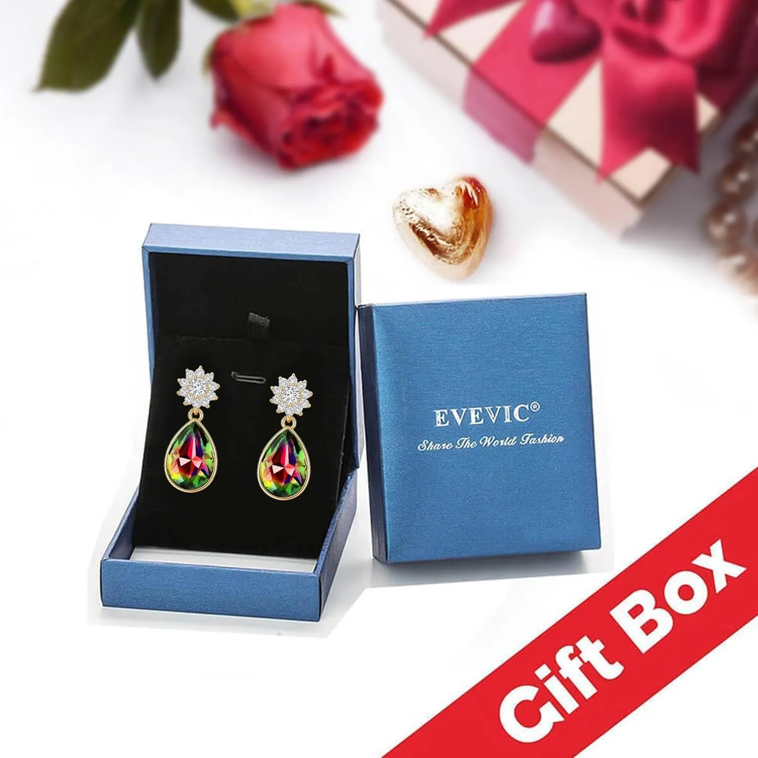 Elegant Austrian Crystal Teardrop Dangle Earrings for Women,14K Gold Plated Snowflake Drop Earrings Jewelry Gift for Birthday Wedding Anniversary