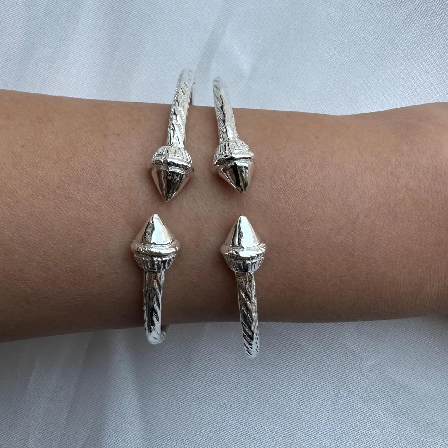 Elegant Pointed Ends .925 Sterling Silver West Indian Bangle, 1 piece