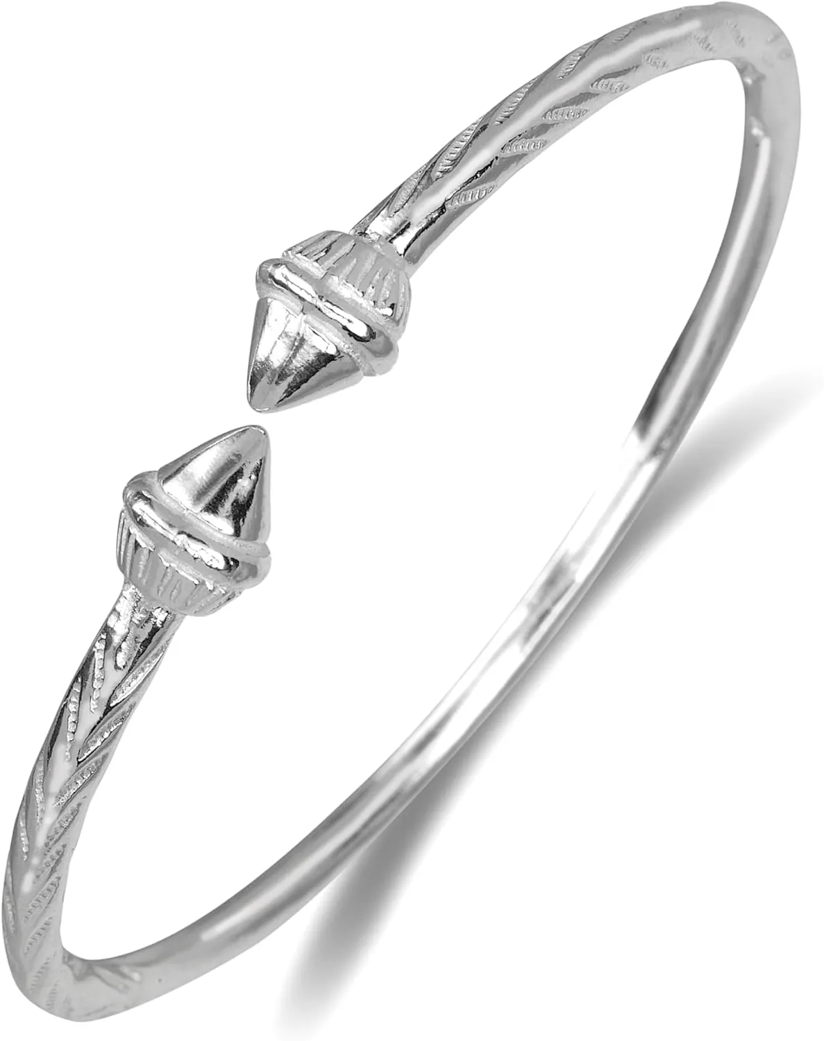 Elegant Pointed Ends .925 Sterling Silver West Indian Bangle, 1 piece