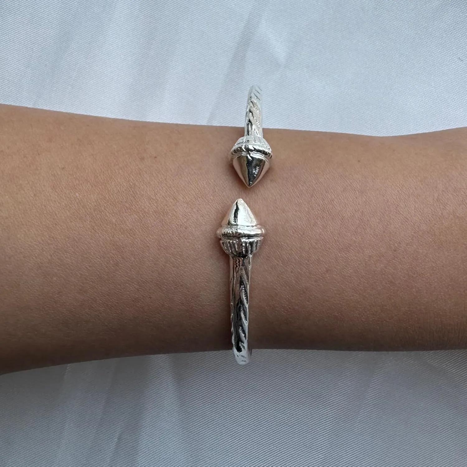 Elegant Pointed Ends .925 Sterling Silver West Indian Bangle, 1 piece