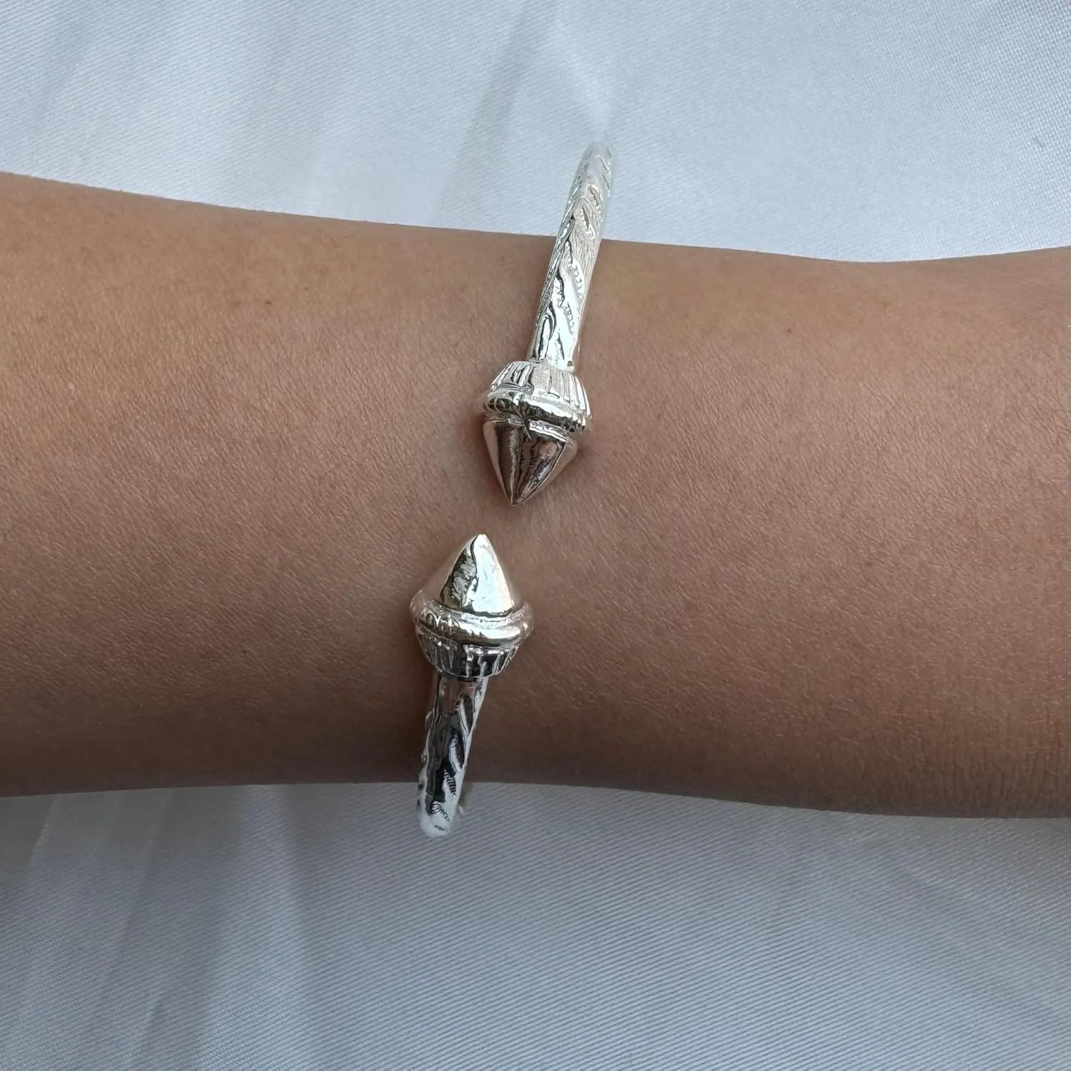 Elegant Pointed Ends .925 Sterling Silver West Indian Bangle, 1 piece
