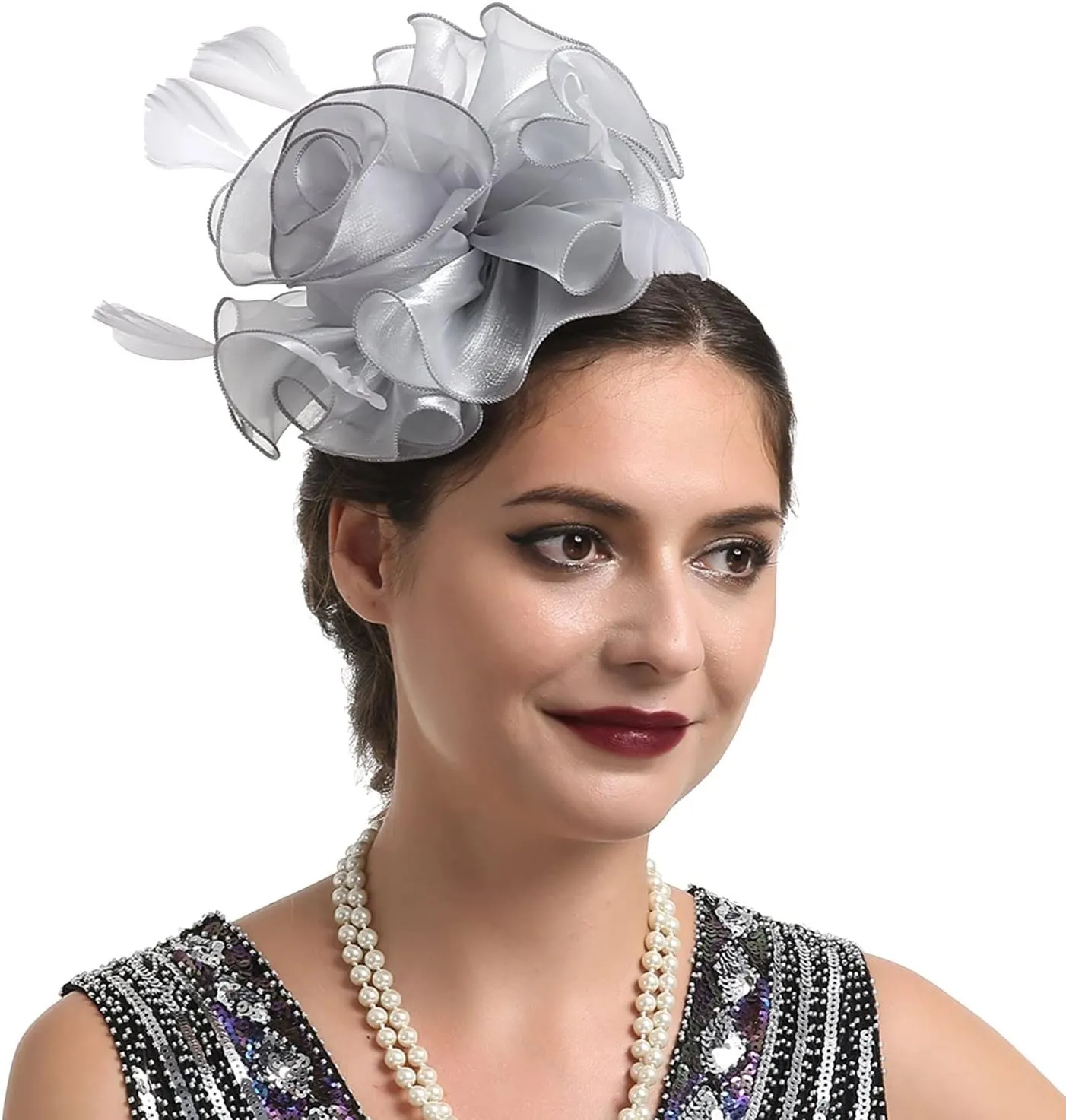 Fascinators Hat Flower Mesh Cocktail Wedding Headwear Hair Clip Party Cocktail Pillbox Hat for Women